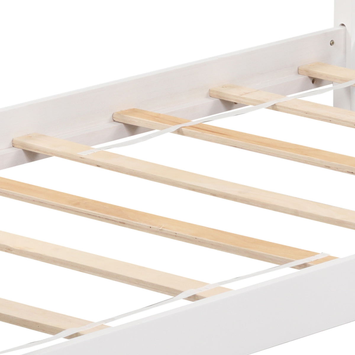 Twin Size Wooden House Bed With Roof, White Simple Bed Frame at Gallery Canada