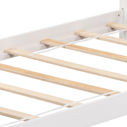 Twin Size Wooden House Bed With Roof, White Simple Bed Frame at Gallery Canada