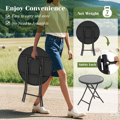 18 Inch Folding Side Table, Patio Round Compact Coffee Table, Black End & Side Tables at Gallery Canada
