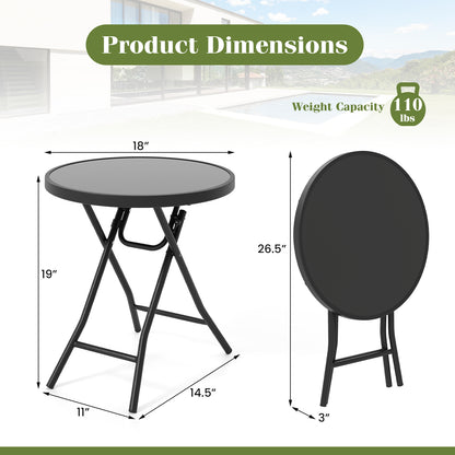 18 Inch Folding Side Table, Patio Round Compact Coffee Table, Black End & Side Tables at Gallery Canada