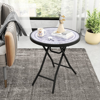 18 Inch Folding Side Table, Patio Round Compact Coffee Table, Gray End & Side Tables at Gallery Canada