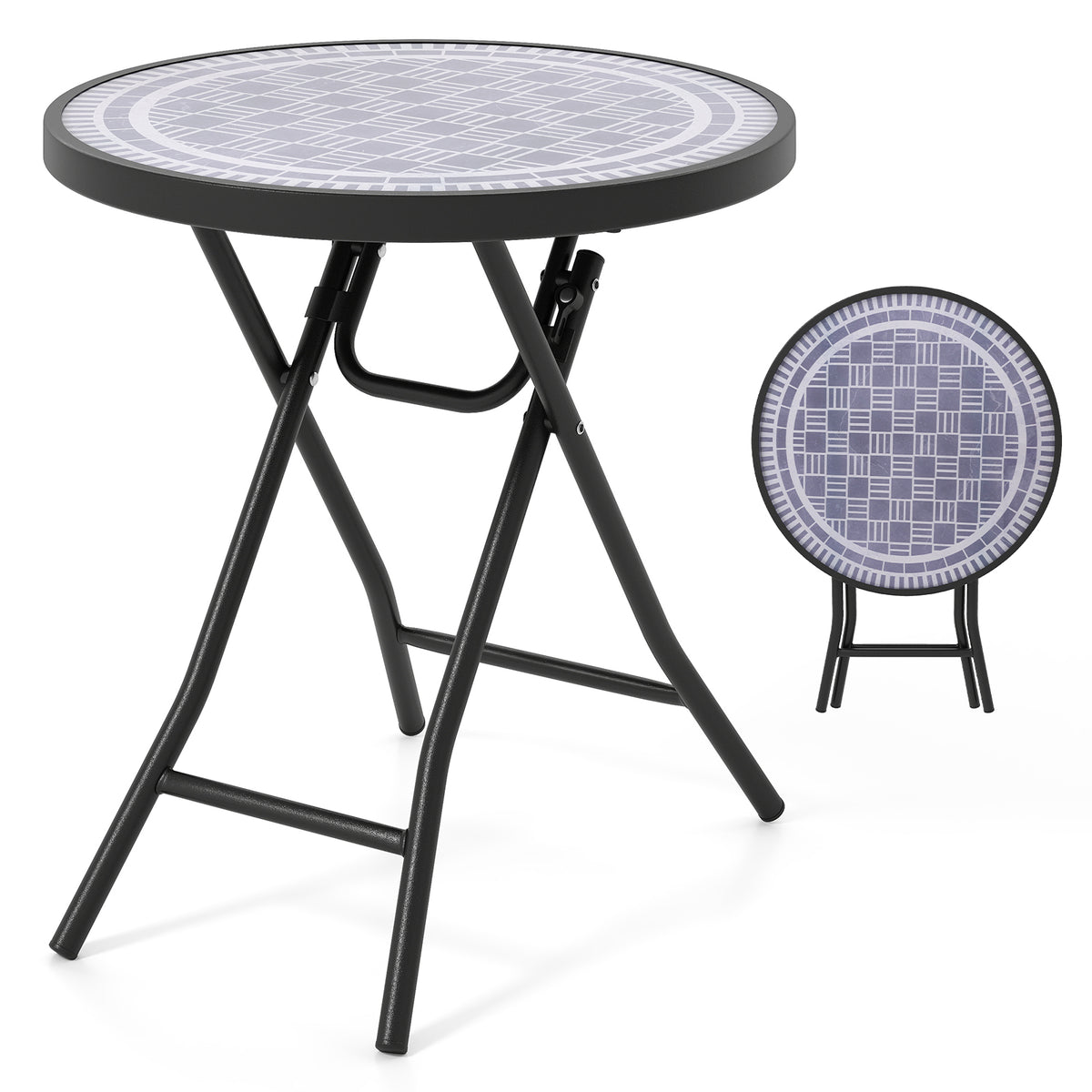 18 Inch Folding Side Table, Patio Round Compact Coffee Table, Gray End & Side Tables Gray at Gallery Canada