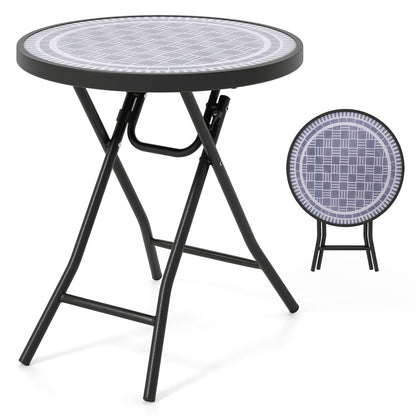 18 Inch Folding Side Table, Patio Round Compact Coffee Table, Gray End & Side Tables Gray at Gallery Canada