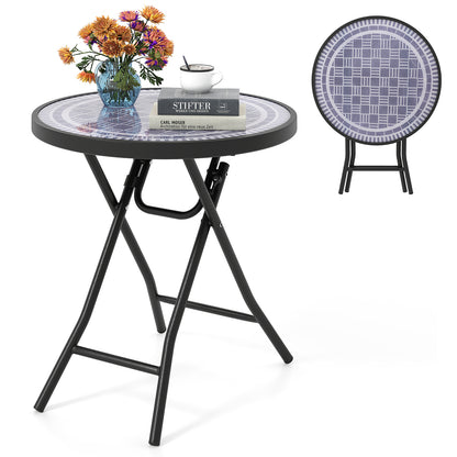 18 Inch Folding Side Table, Patio Round Compact Coffee Table, Gray End & Side Tables at Gallery Canada