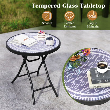 18 Inch Folding Side Table, Patio Round Compact Coffee Table, Gray End & Side Tables at Gallery Canada
