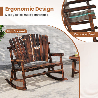 Outdoor Adirondack Rocking Chair, High Back Slatted Seat, Brown Adirondack Chairs at Gallery Canada