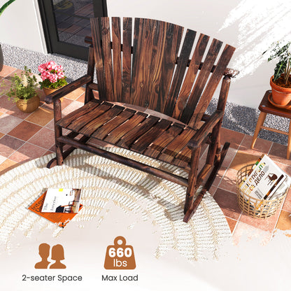 Outdoor Adirondack Rocking Chair, High Back Slatted Seat, Brown Adirondack Chairs at Gallery Canada