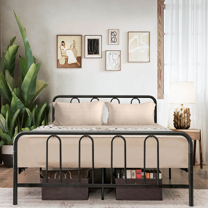Full Queen Size Metal Bed Frame, Headboard Footboard, Black Simple Bed Frame at Gallery Canada