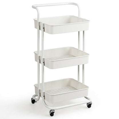 3-Tier Utility Cart With Casters, White Kitchen Islands & Carts White at Gallery Canada