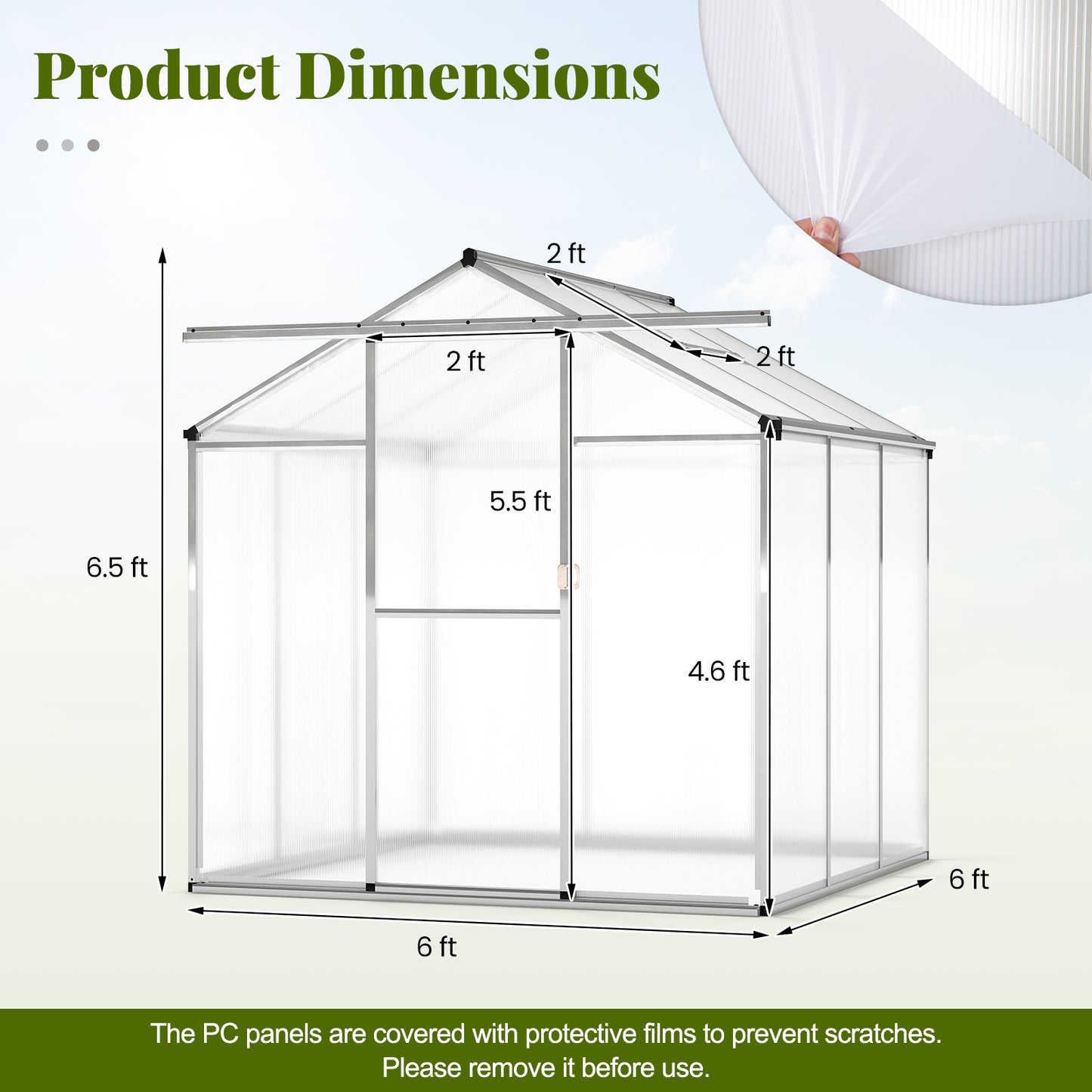 Large Walk-In Greenhouse, 6 FT, Polycarbonate Panels, Silver Greenhouses at Gallery Canada