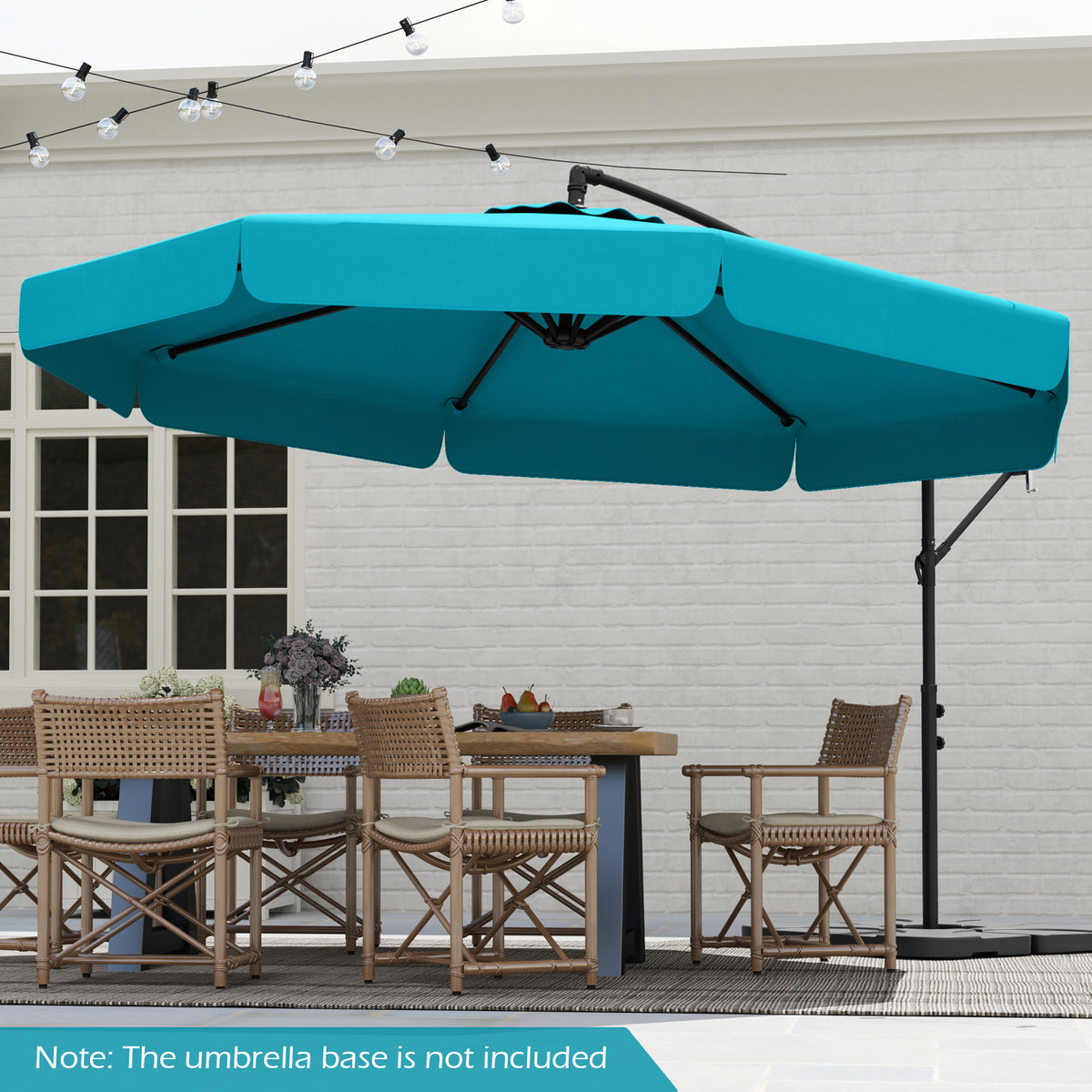 10 Feet Patio Cantilever Umbrella, Tilt Adjustment, Ruffled Edge, Turquoise Outdoor Umbrellas at Gallery Canada