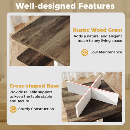 2-Tier Square Coffee Table, 4 Storage Compartments, Walnut Coffee Tables at Gallery Canada