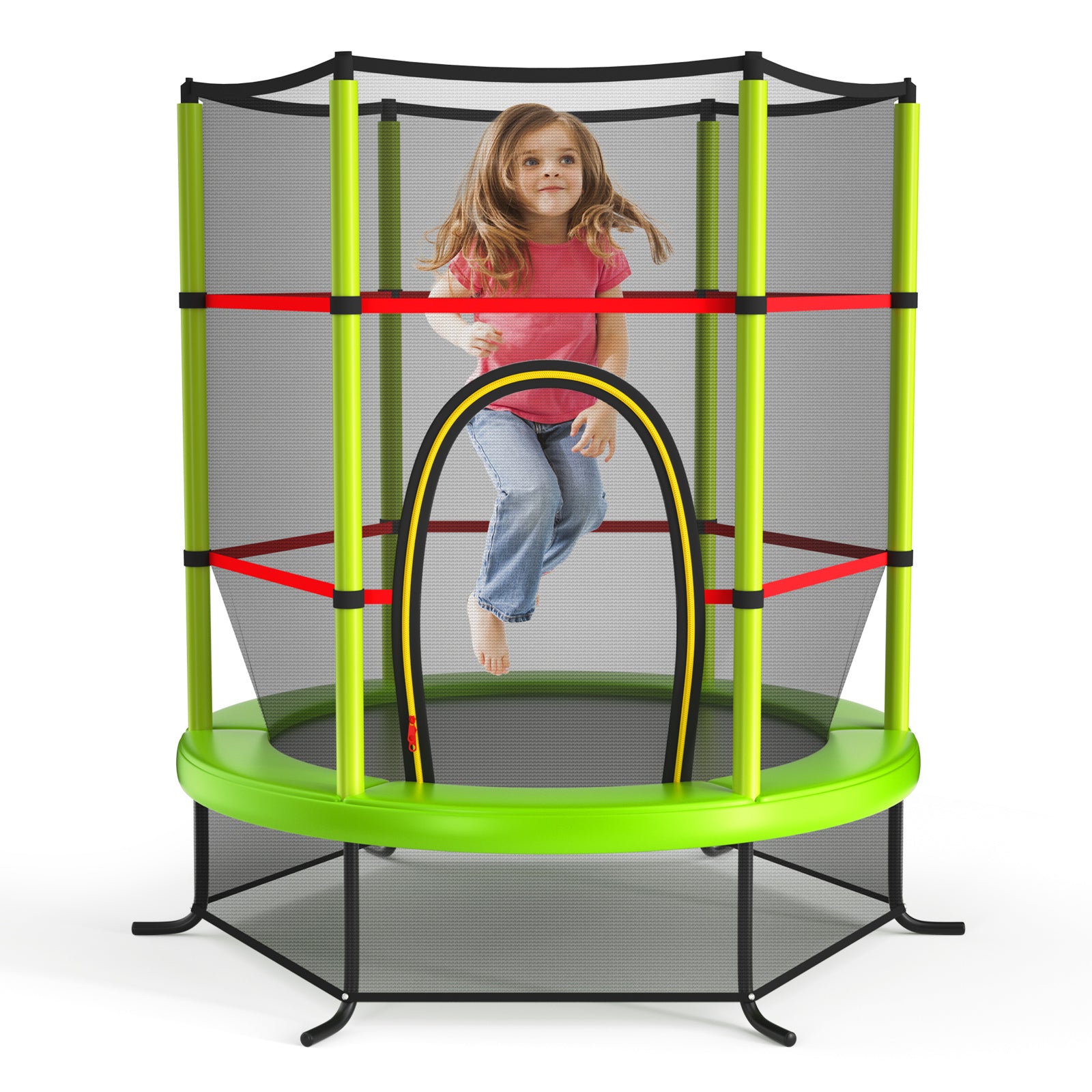 55 Inch Trampoline With Enclosure Net, Green Trampolines Green at Gallery Canada