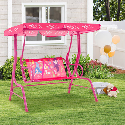 2-Seater Kids Patio Swing, Metal Stand, Adjustable Canopy, Pink Swing & Playsets at Gallery Canada