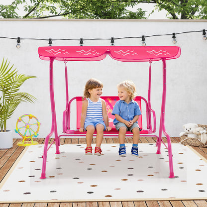 2-Seater Kids Patio Swing, Metal Stand, Adjustable Canopy, Pink Swing & Playsets at Gallery Canada