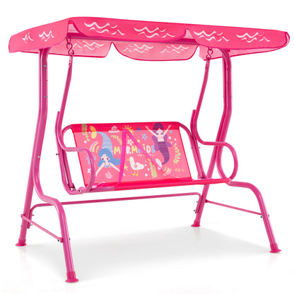 2-Seater Kids Patio Swing, Metal Stand, Adjustable Canopy, Pink Swing & Playsets at Gallery Canada