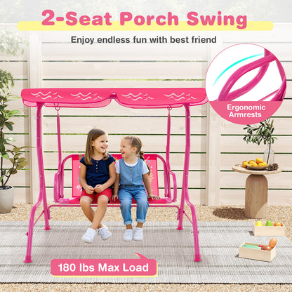 2-Seater Kids Patio Swing, Metal Stand, Adjustable Canopy, Pink Swing & Playsets at Gallery Canada