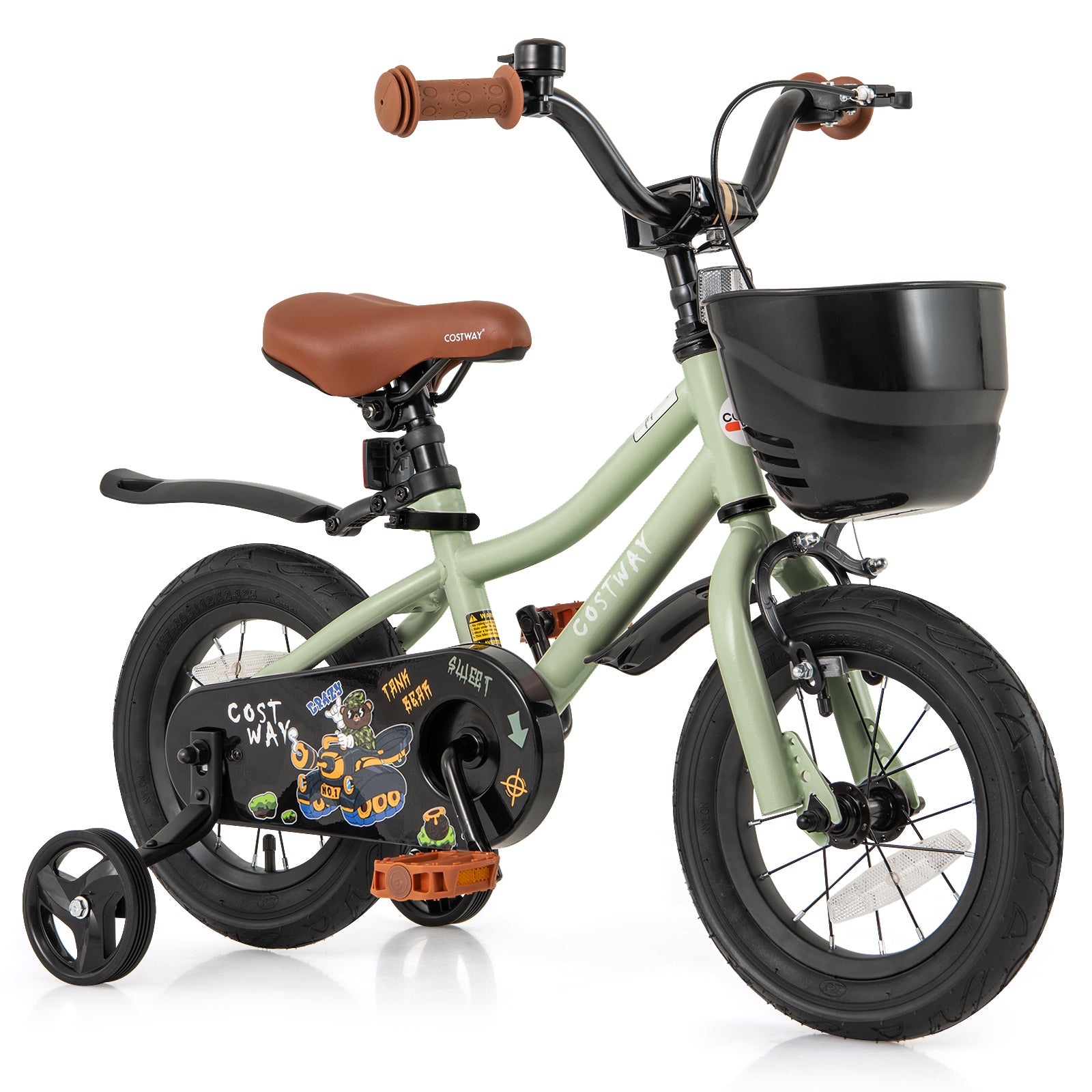 12-Inch Kids Bike, Adjustable With Training Wheels, For 3-4 Years Old, Green Kids Bike at Gallery Canada
