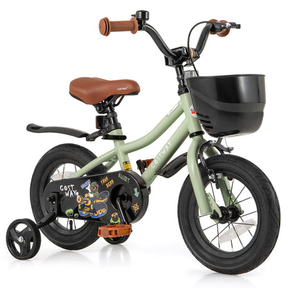 12-Inch Kids Bike, Adjustable With Training Wheels, For 3-4 Years Old, Green Kids Bike at Gallery Canada