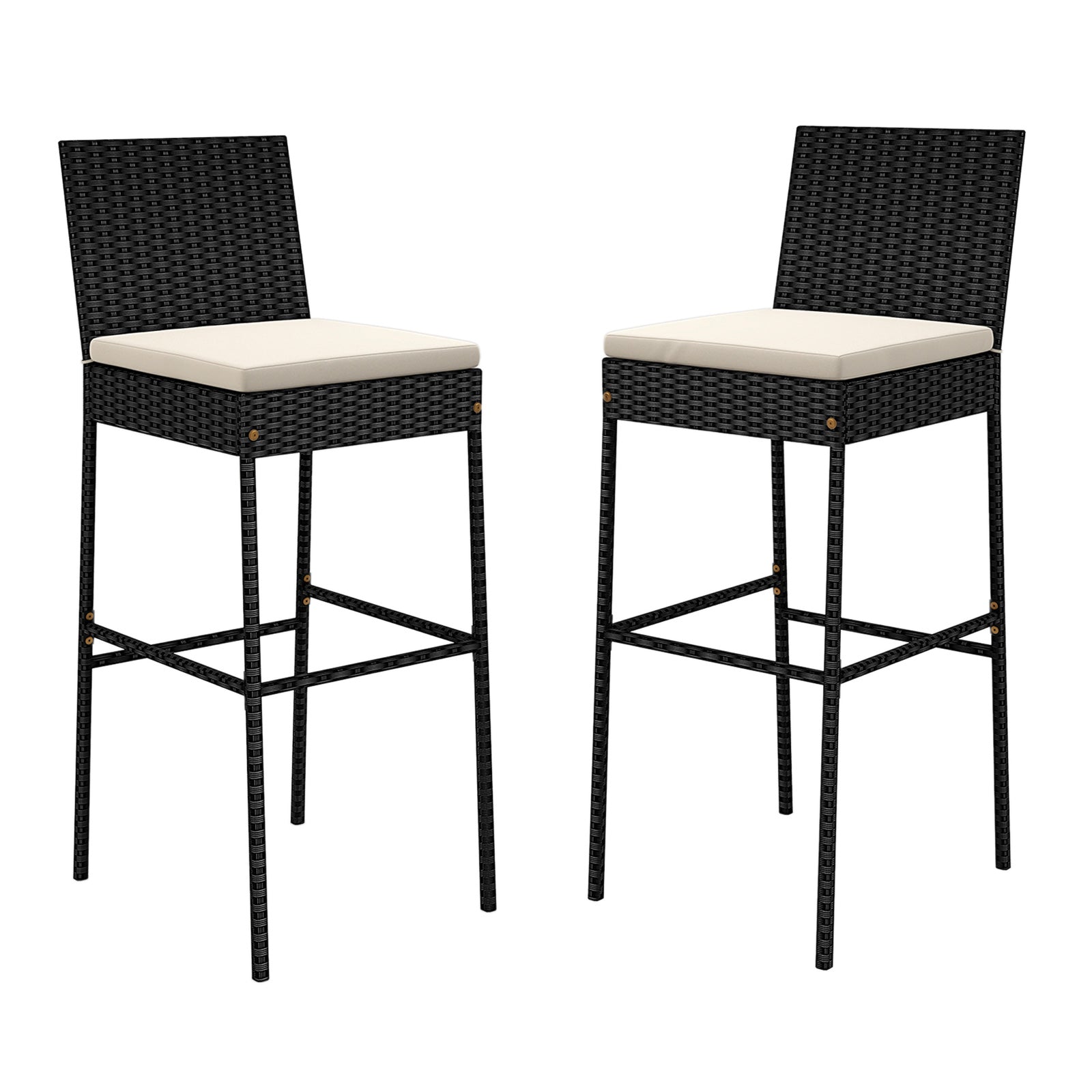 Wicker Barstools Set Of 2 With Footrest, Backrest, For Backyard Patio Bar Furniture Options at Gallery Canada