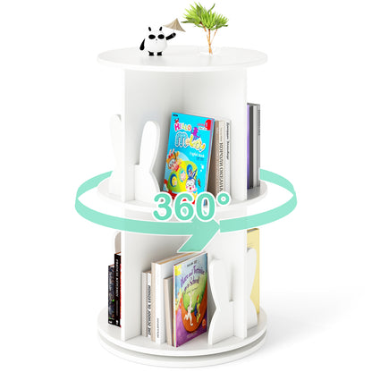 2 Tier Kids Rotating Bookshelf, White Kids Storage at Gallery Canada