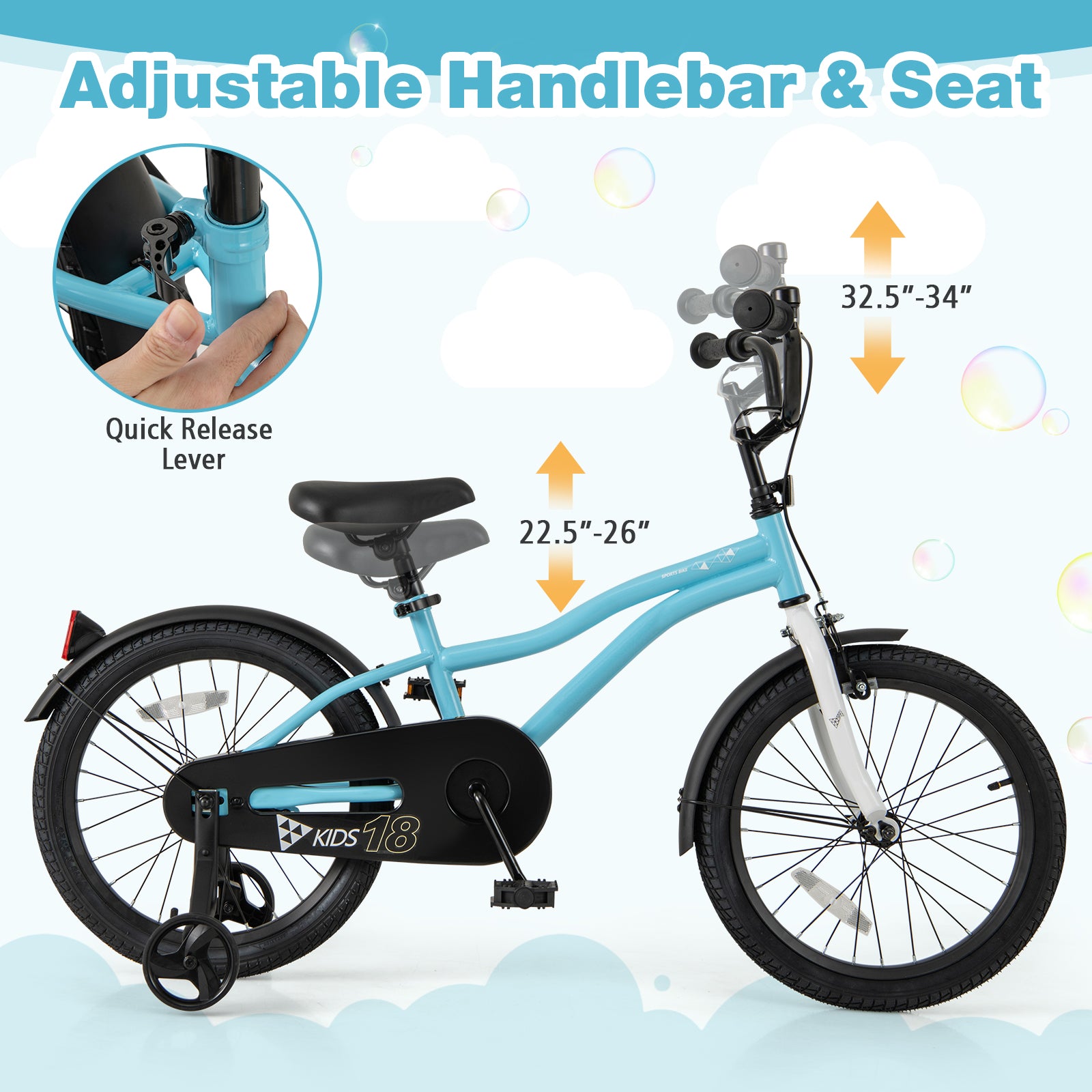 18-Inch Kids Bike For 4-8 Years Old, Training Wheels, Blue Kids Bike at Gallery Canada
