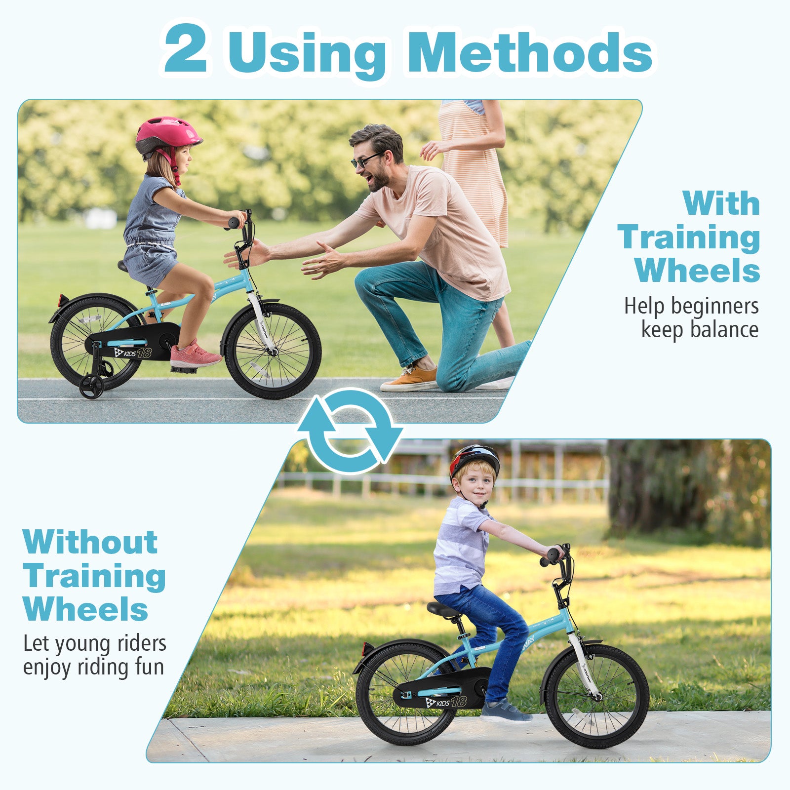 18-Inch Kids Bike For 4-8 Years Old, Training Wheels, Blue Kids Bike at Gallery Canada