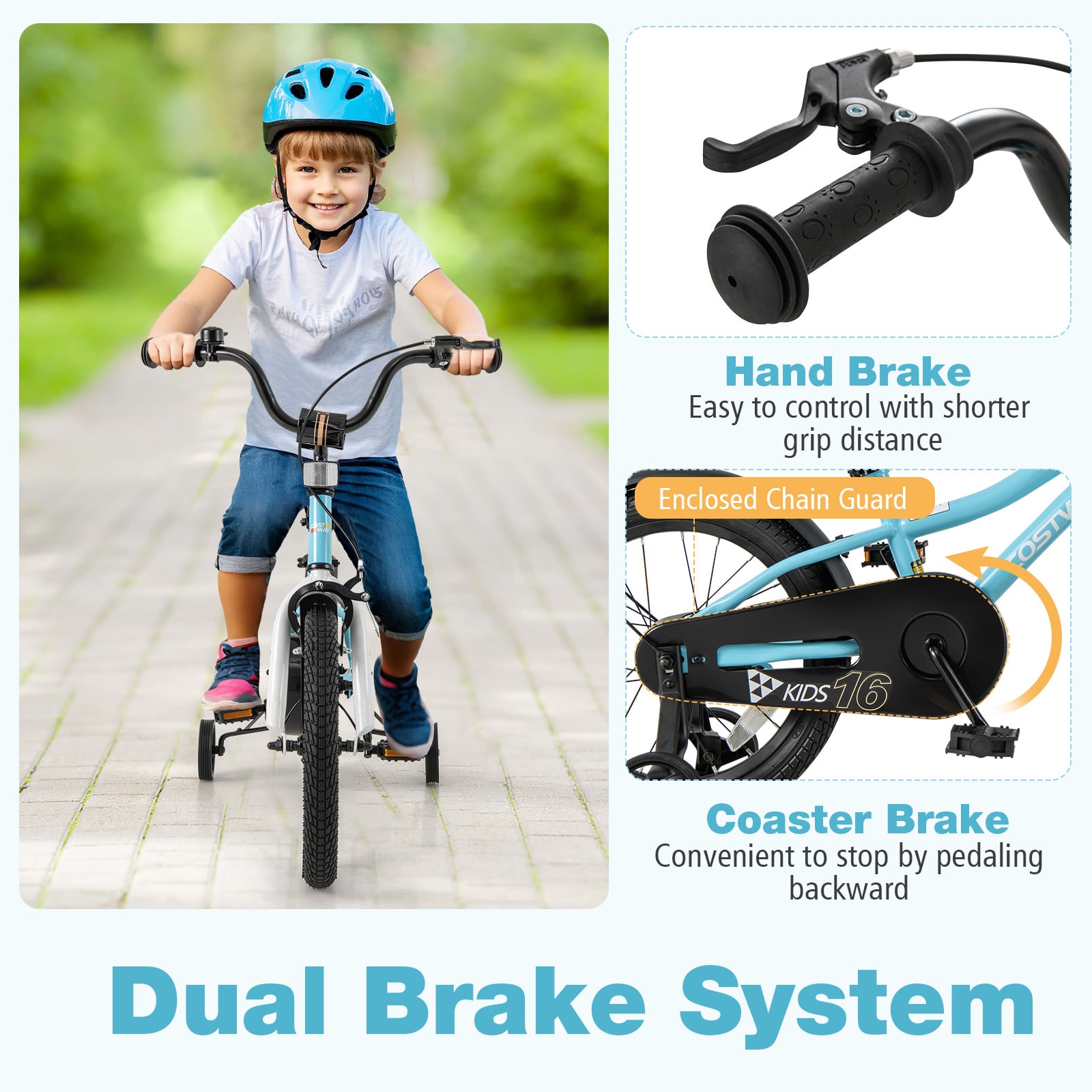 16-Inch Kids Bike, Training Wheels, For 4-7 Years Old, Blue Kids Bike at Gallery Canada