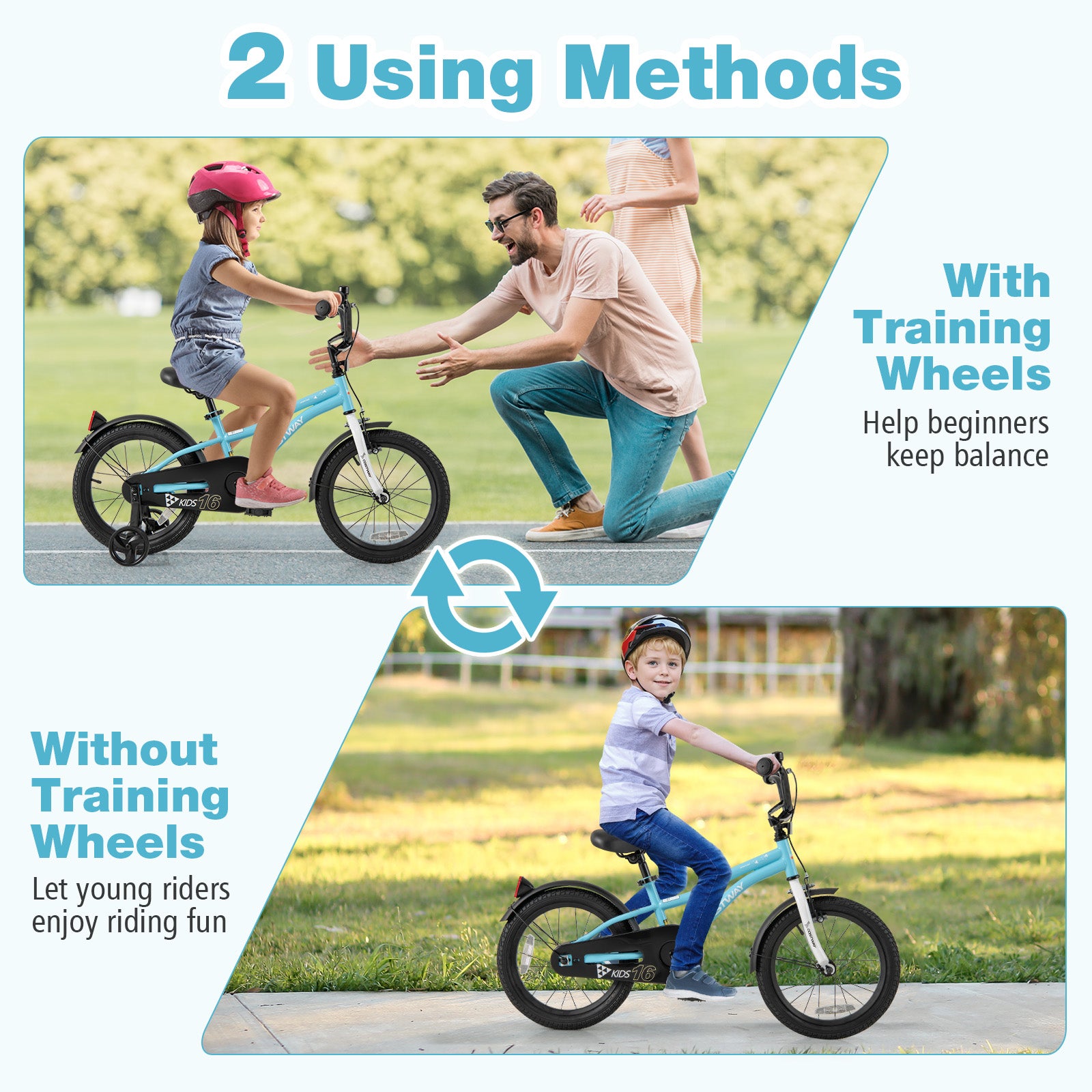 16-Inch Kids Bike, Training Wheels, For 4-7 Years Old, Blue Kids Bike at Gallery Canada