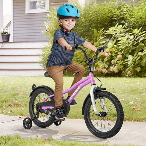 16-Inch Kids Bike, Training Bicycle For 4-7 Years Old, Purple