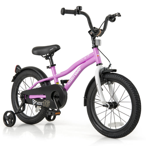 16-Inch Kids Bike, Training Bicycle For 4-7 Years Old, Purple