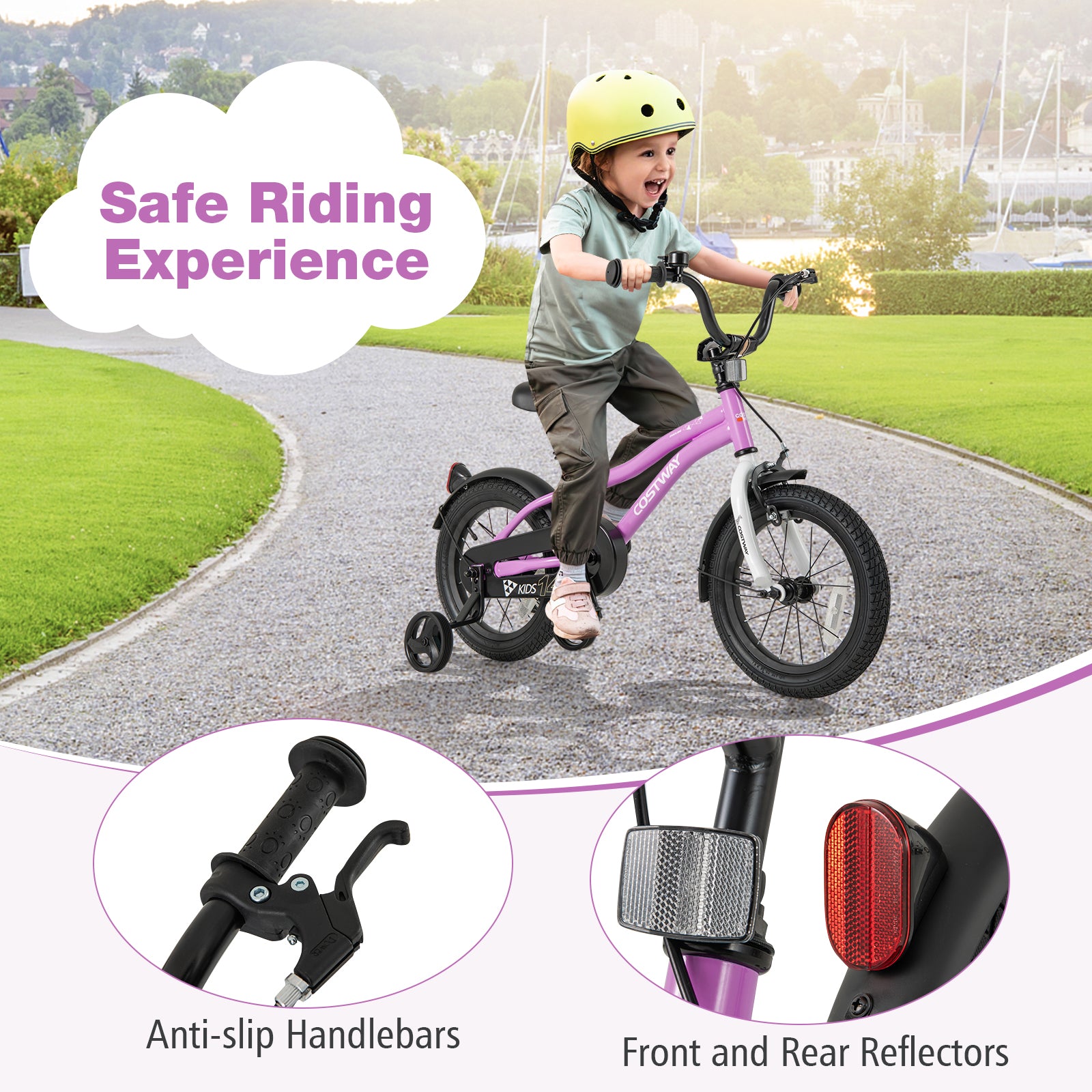 Kids Bike 14-Inch, Training Bicycle With 2 Brakes, Purple Kids Bike at Gallery Canada