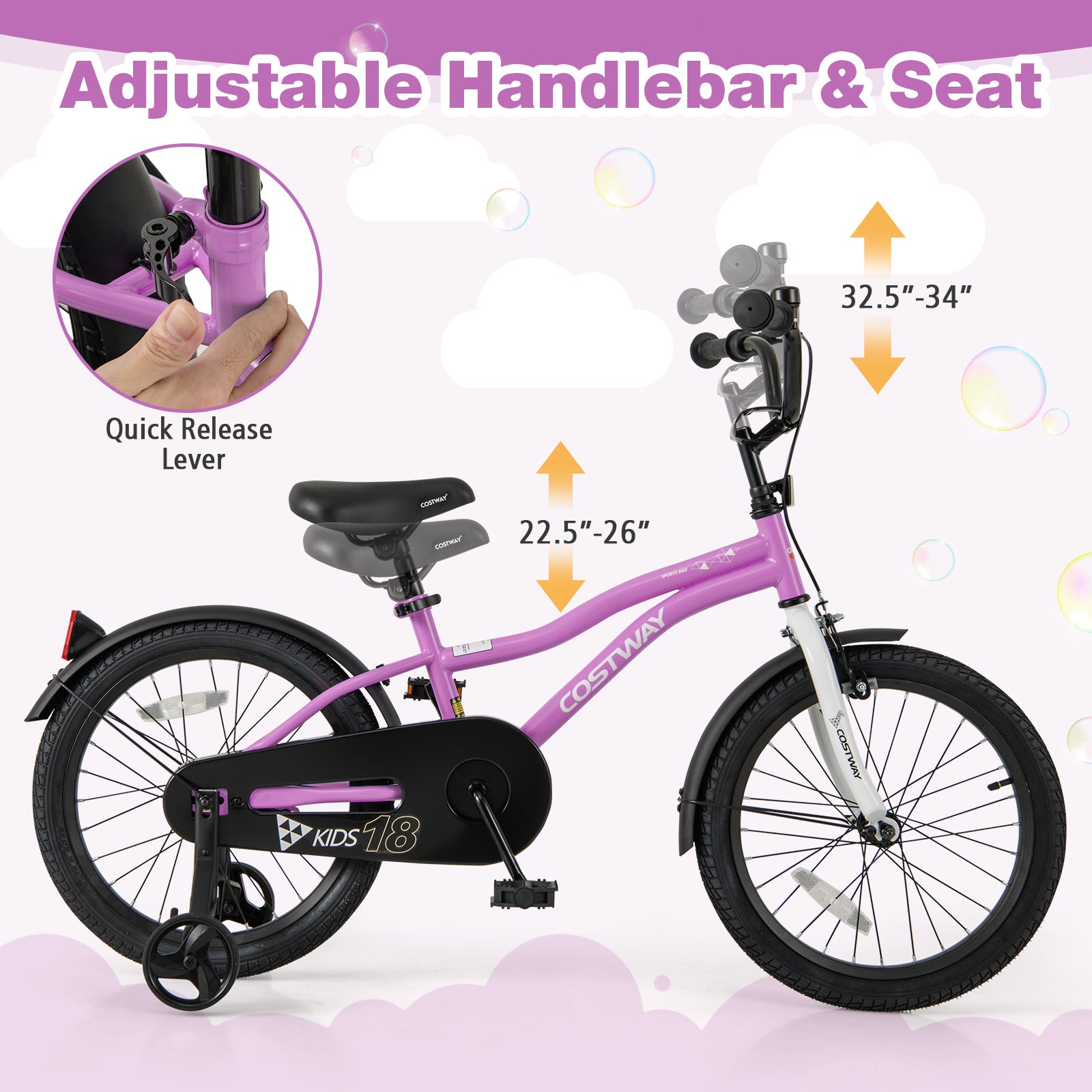 Kids Bike, 18-Inch, Training Bicycle With 2 Brakes, Purple Kids Bike at Gallery Canada
