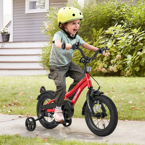 12 Inch Kids Bike, Adjustable, With Reflectors And Bell, For 3-4 Years Old, Red
