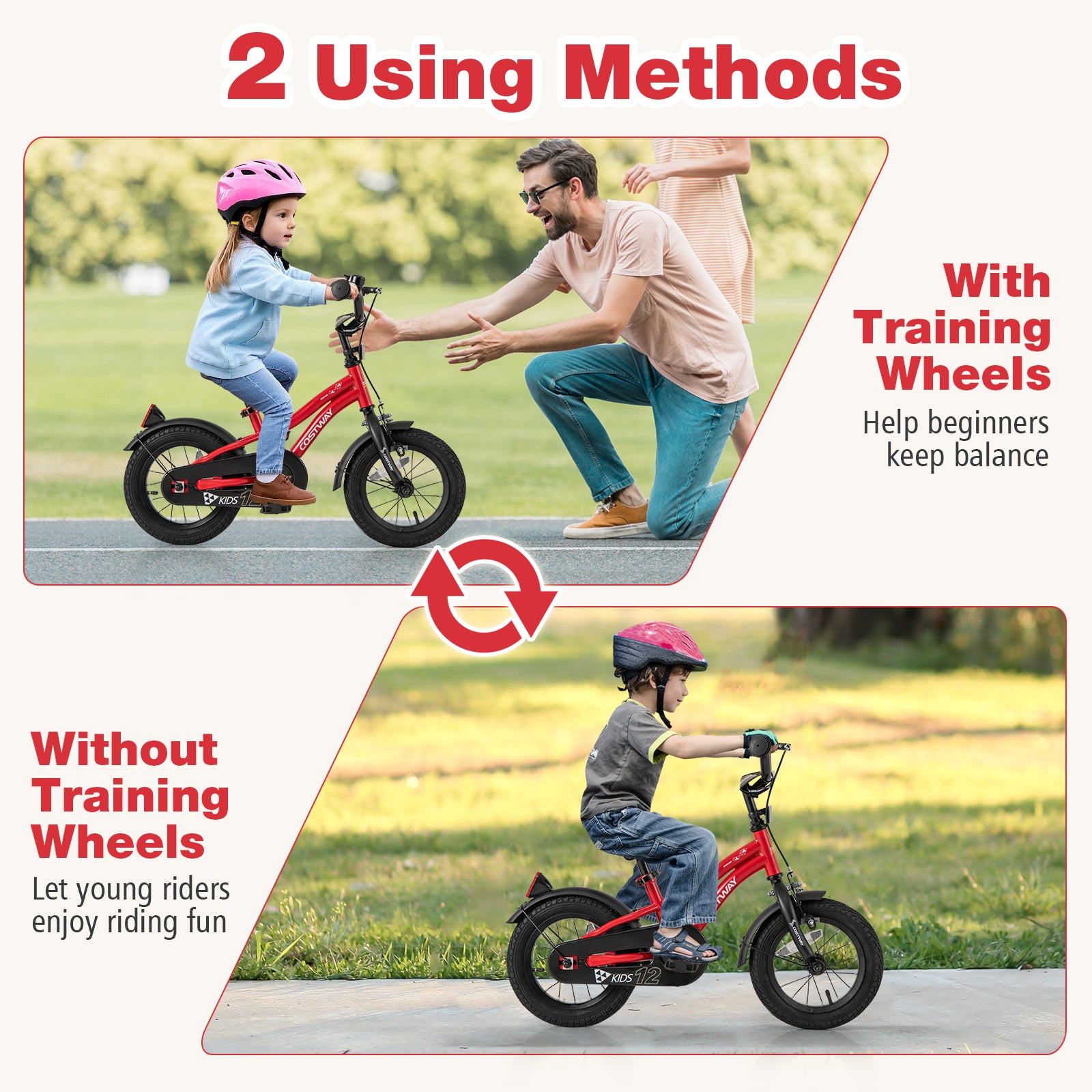 12 Inch Kids Bike, Adjustable, With Reflectors And Bell, For 3-4 Years Old, Red Kids Bike at Gallery Canada