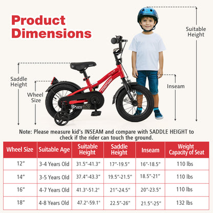 12 Inch Kids Bike, Adjustable, With Reflectors And Bell, For 3-4 Years Old, Red Kids Bike at Gallery Canada