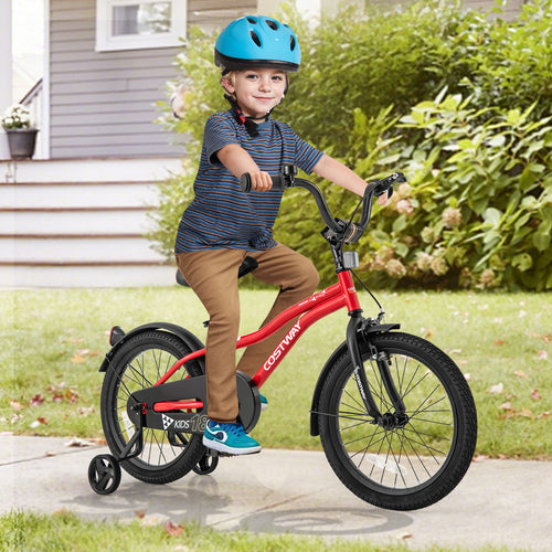 18 Inch Kids Bike, Adjustable, For 4-8 Years Old, Red