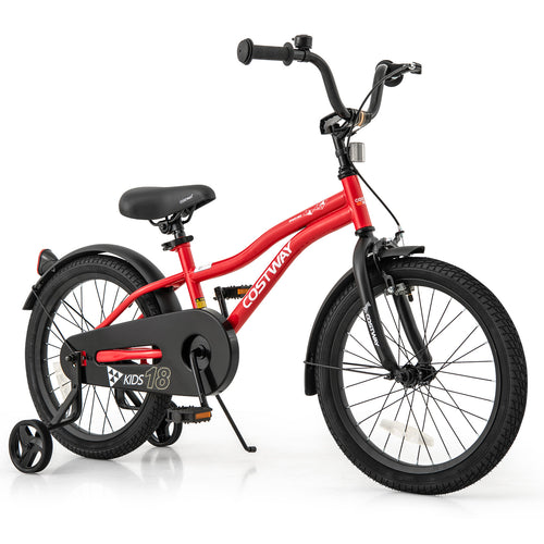 18 Inch Kids Bike, Adjustable, For 4-8 Years Old, Red