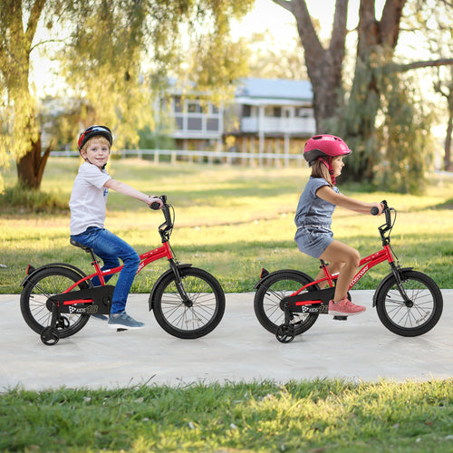 16 Inch Kids Bike, Adjustable Bicycle With Reflectors And Bell, Red