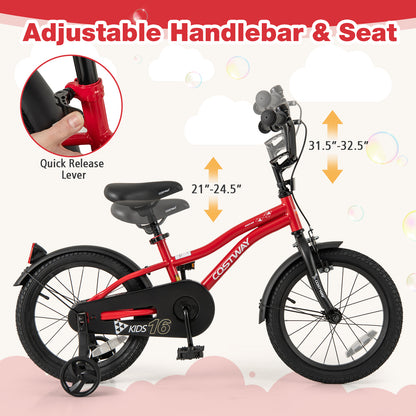16 Inch Kids Bike, Adjustable Bicycle With Reflectors And Bell, Red Kids Bike at Gallery Canada