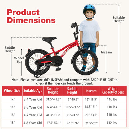 16 Inch Kids Bike, Adjustable Bicycle With Reflectors And Bell, Red Kids Bike at Gallery Canada