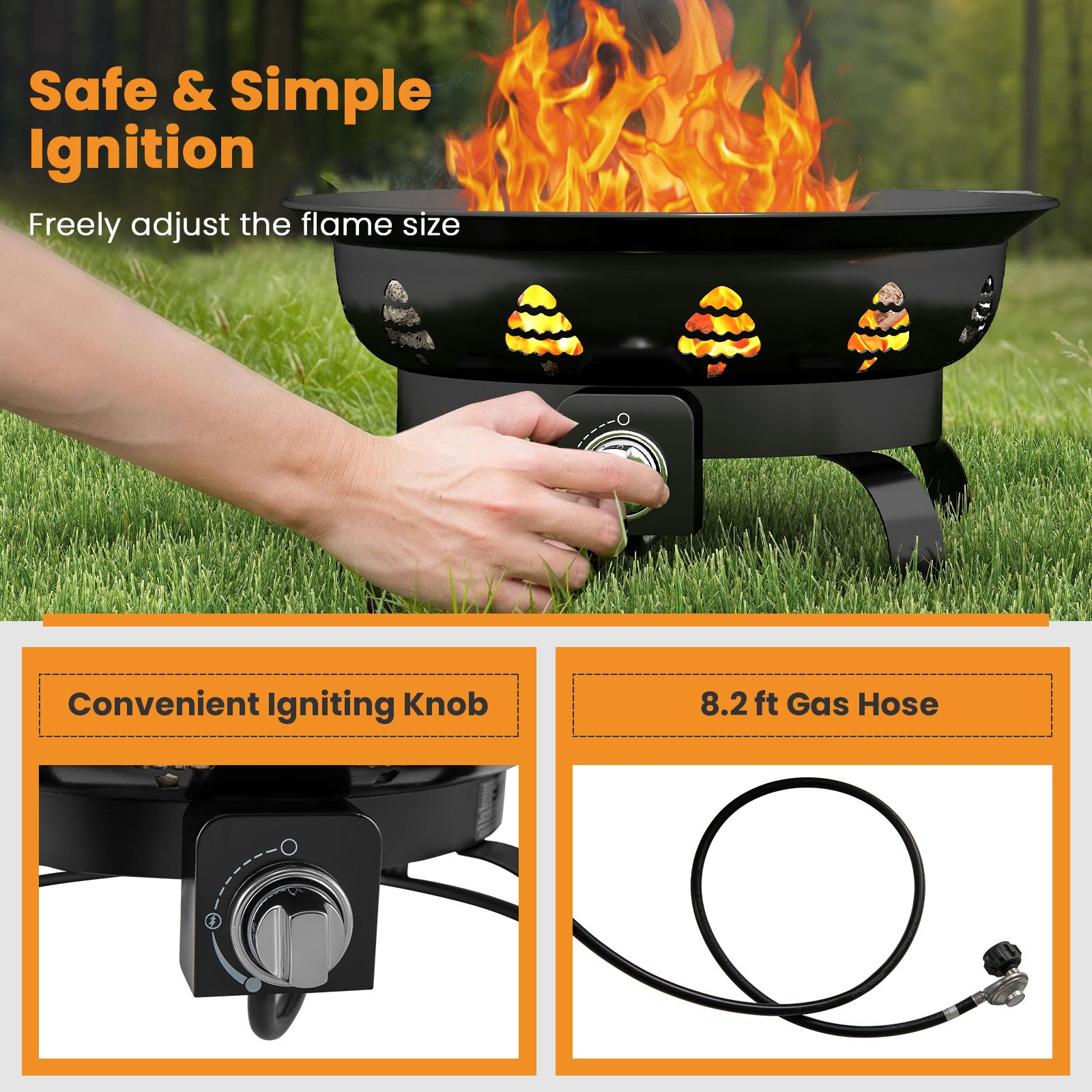 21 Inch Propane Fire Pit, Portable Fire Bowl, Black Fire Pits at Gallery Canada