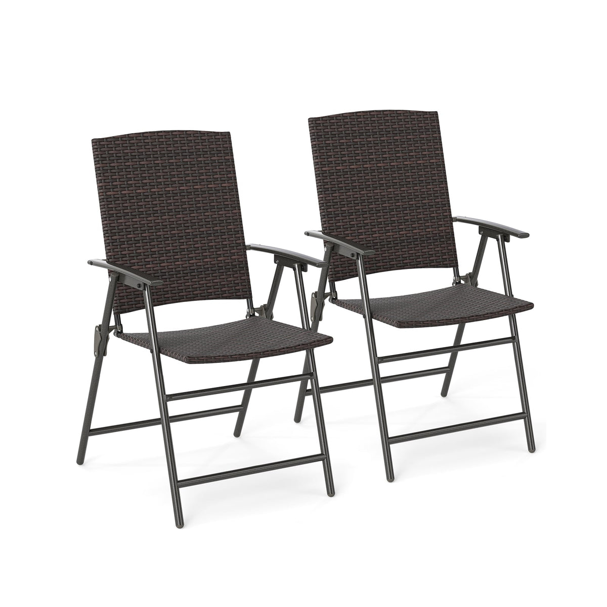 Patio PE Wicker Dining Chairs With Armrests, Metal Frame, Set Of 2 Patio Dining Chairs at Gallery Canada