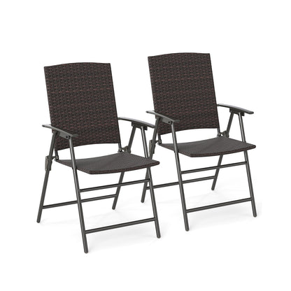 Patio PE Wicker Dining Chairs With Armrests, Metal Frame, Set Of 2 Patio Dining Chairs at Gallery Canada