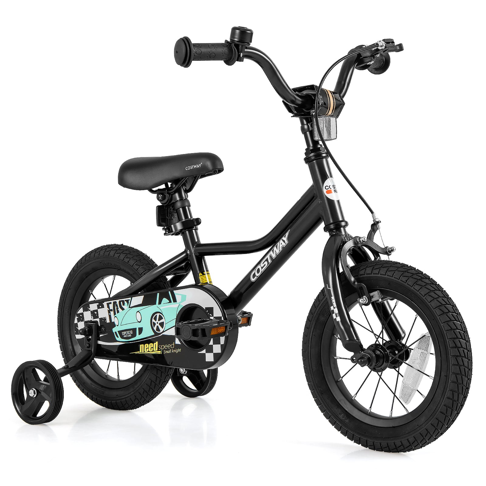 12 Inch Kids Bike, Adjustable For 3-4 Years, Low-Step Frame, Black Kids Bike Black at Gallery Canada