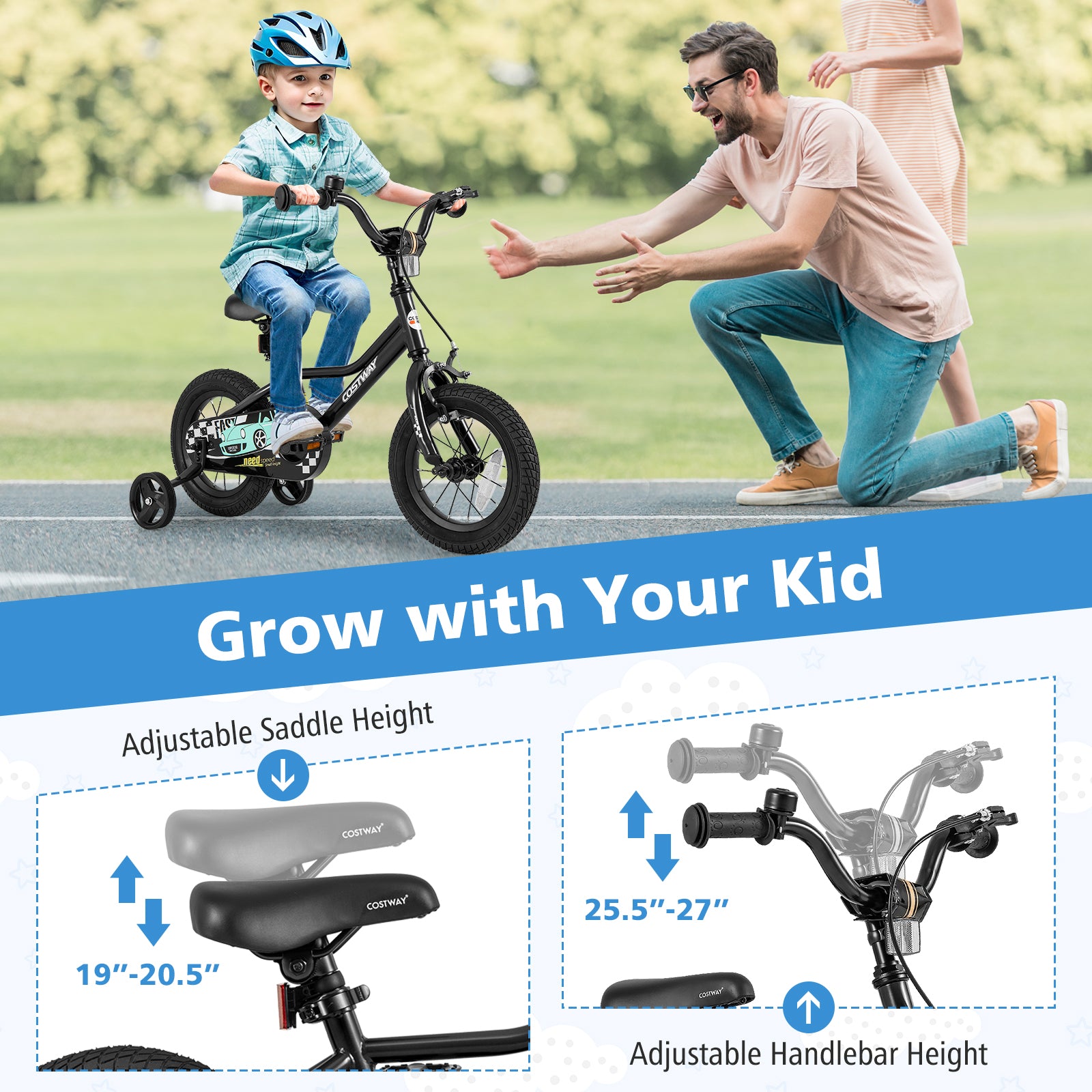 12 Inch Kids Bike, Adjustable For 3-4 Years, Low-Step Frame, Black Kids Bike at Gallery Canada