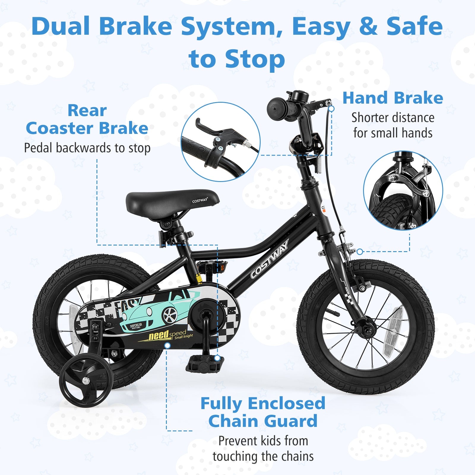 12 Inch Kids Bike, Adjustable For 3-4 Years, Low-Step Frame, Black Kids Bike at Gallery Canada