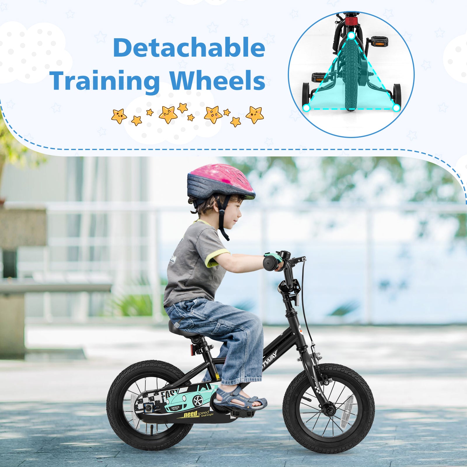12 Inch Kids Bike, Adjustable For 3-4 Years, Low-Step Frame, Black Kids Bike at Gallery Canada