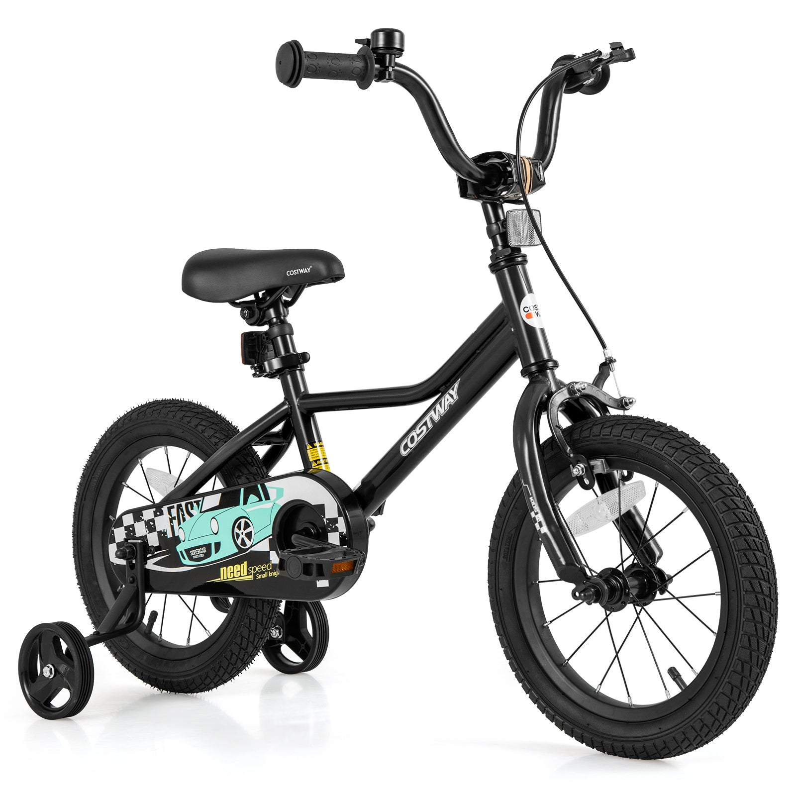 14 Inch Kids Bike, Adjustable For 3-5 Years, Low-Step Frame, Black Kids Bike Black at Gallery Canada