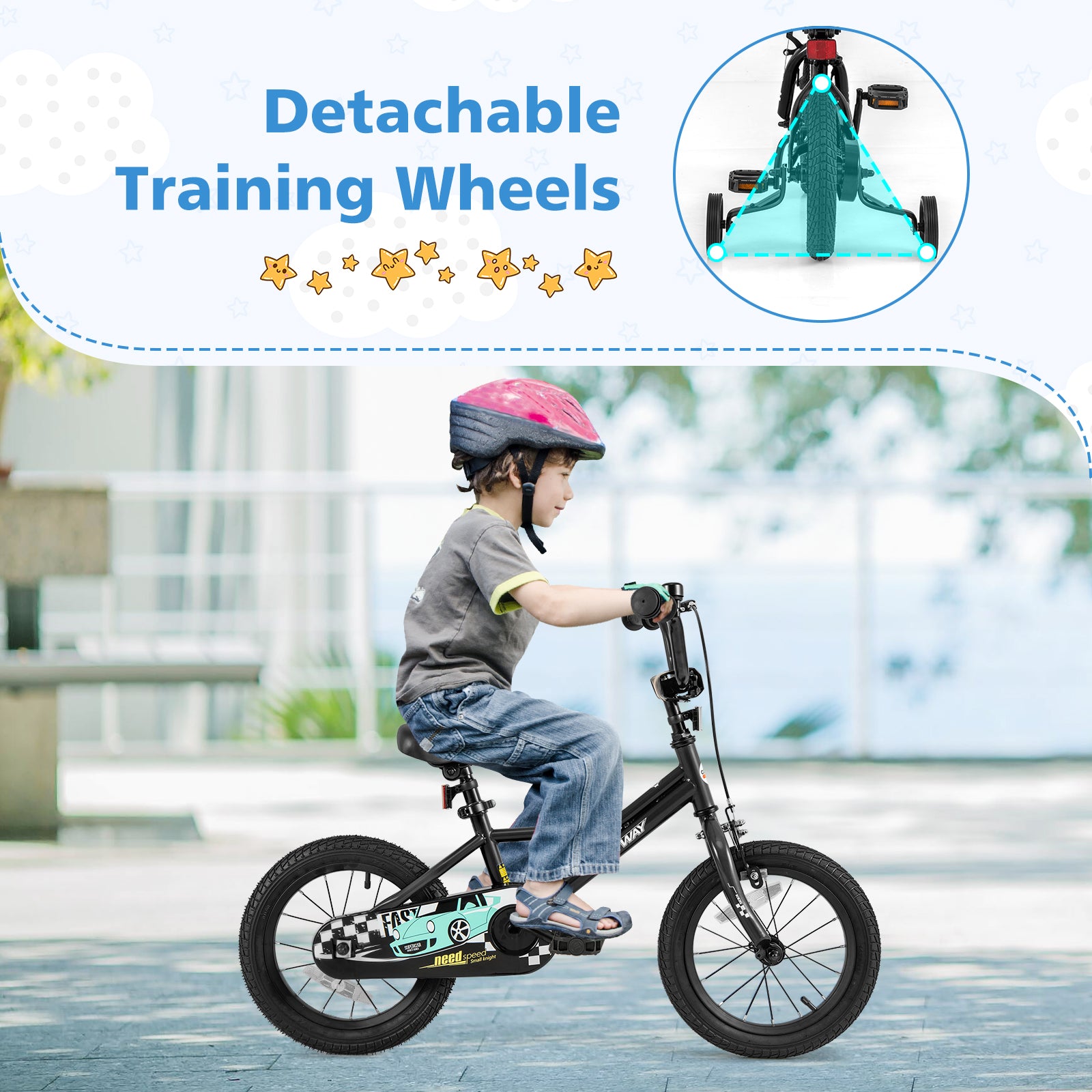 14 Inch Kids Bike, Adjustable For 3-5 Years, Low-Step Frame, Black Kids Bike at Gallery Canada
